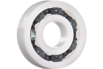 xiros® radial deep groove ball bearing, xirodur B180, glass balls, cage made of PA, mm