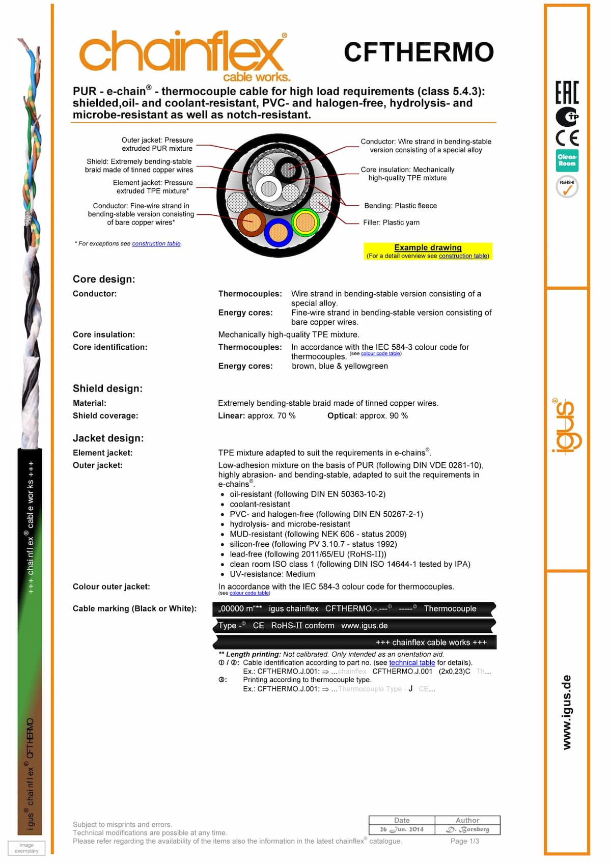 Technical data sheet chainflex® Thermocouple cable