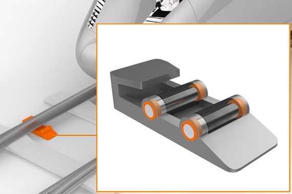 Switch roller in turnout with iglidur plain bearings