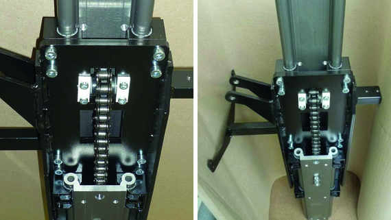 Linear bearing in gynaecological chair